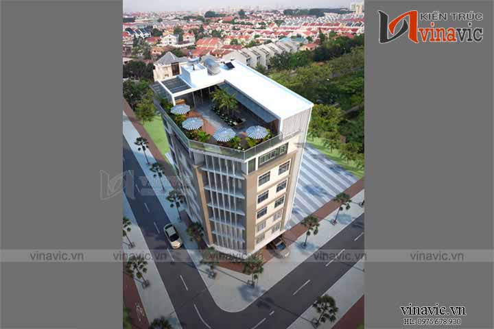 Góc nhìn từ trên cao mẫu thiết kế khách sạn văn phòng đẹp KSVP01