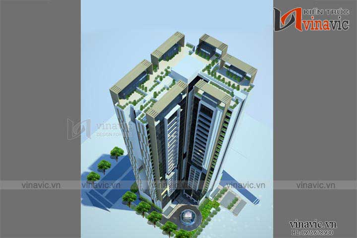 Góc nhìn trên cao mẫu thiết kế khách sạn văn phòng đẹp KSVP07