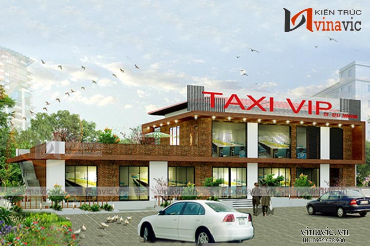 Phối cảnh mặt tiền toà nhà kinh doanh mái thái đẹp đẳng cấp 