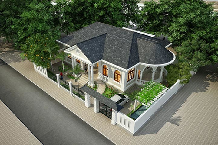 Mẫu thiết kế nhà biệt thự 1 tầng đẹp BT1432