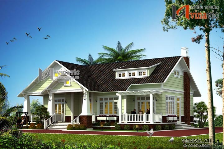 Phối cảnh góc nhìn nghiêng bên phải mẫu thiết kế BT1444