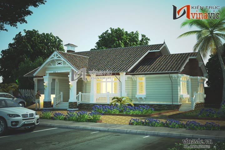 Mẫu thiết kế nhà biệt thự đẹp 1 tầng BT1491