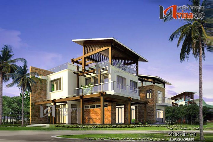 Phương án so sánh với mẫu nhà biệt thự hiện đại 2 BT1426