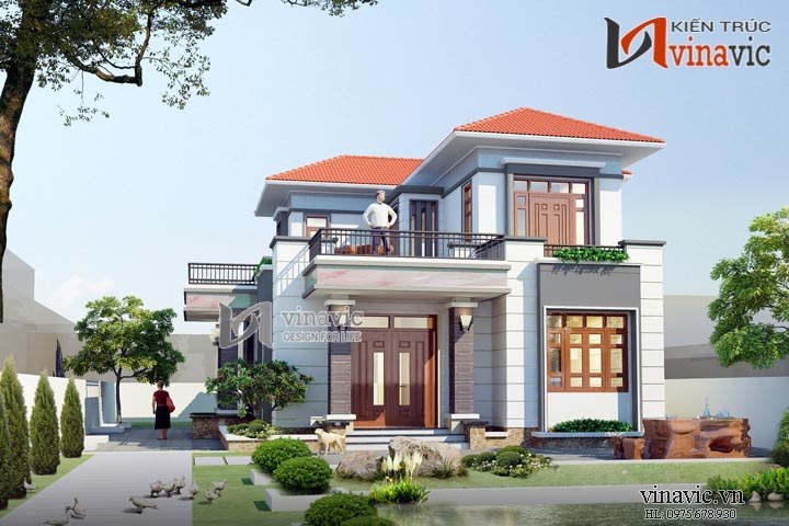 View chính Mẫu nhà 2 tầng 4 phòng ngủ BT1490 