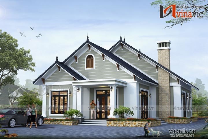 Phối cảnh góc nhìn bên trái biệt thự hiện đại đẹp 1 tầng BT1524 Phối cảnh góc nhìn bên trái biệt thự hiện đại đẹp 1 tầng BT1524