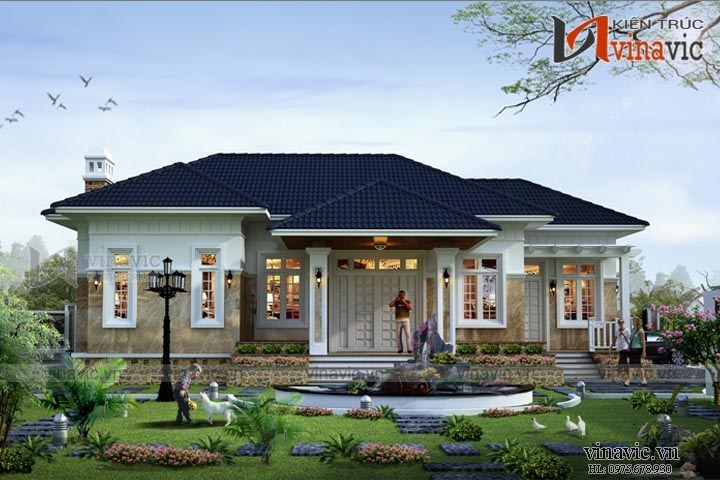 Mẫu biệt thự sang trọng 1 tầng đẹp nhất BT1527