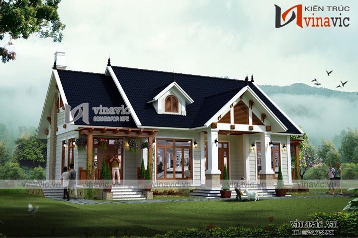 Mẫu thiết kế nhà biệt thự 1 tầng phong cách tân cổ điển BT1616