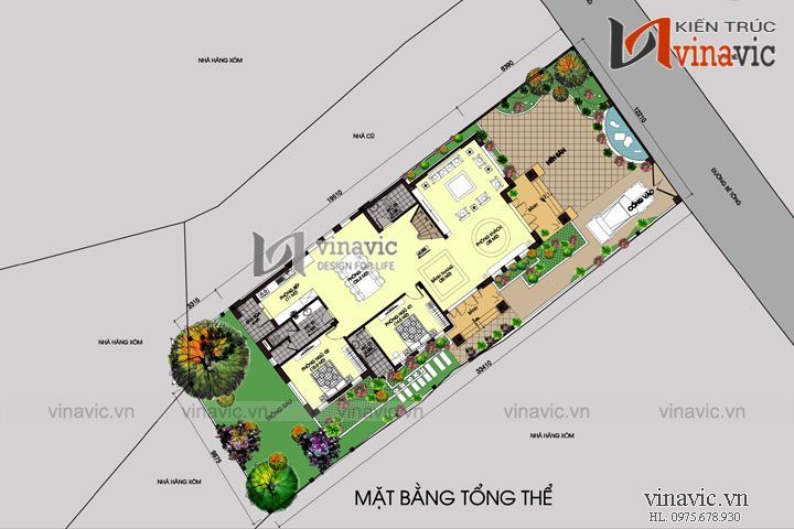 Mặt bằng tổng thể Mẫu nhà 2 tầng 1 tum