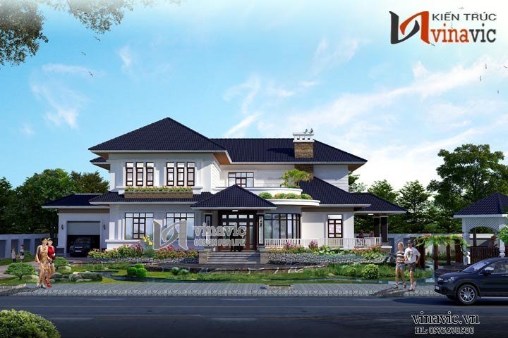 Mẫu thiết kế nhà 2 tầng hình chữ l