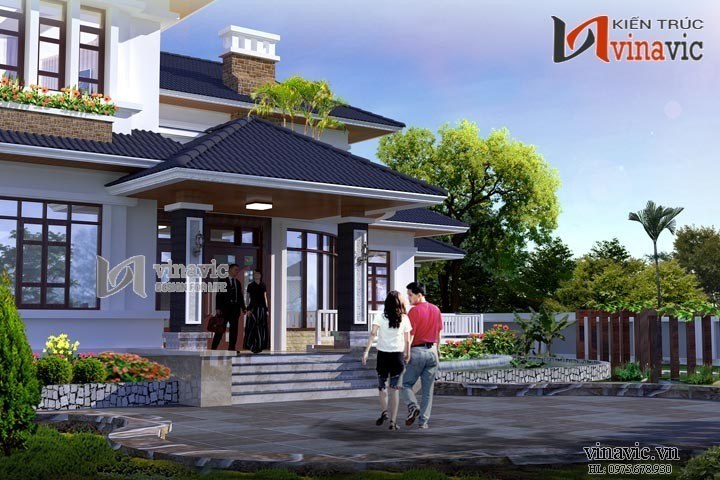 Góc nhìn khác Mẫu thiết kế nhà 2 tầng hình chữ l