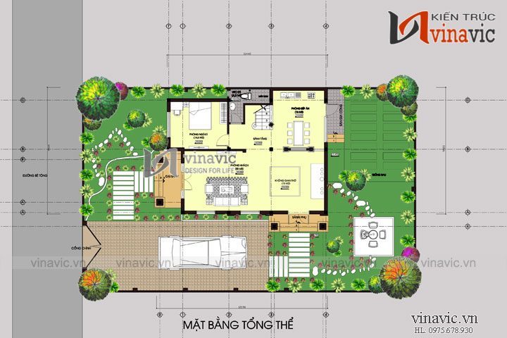 Mặt bằng tổng thể Bản thiết kế nhà 2 tầng 