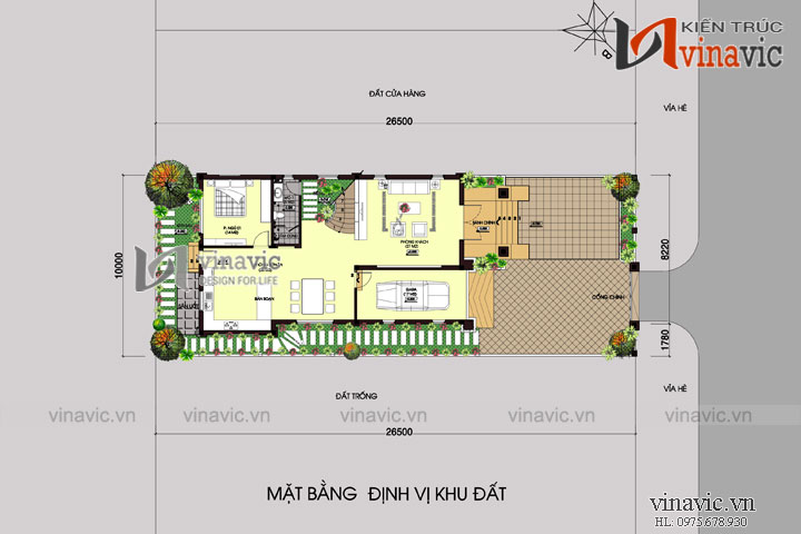 Mặt bằng định vị khu đất mẫu nhà 2 tầng mái thái mặt tiền 8m