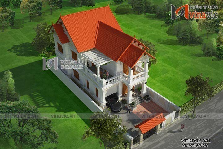 View khác mẫu nhà 2 tầng mái thái mặt tiền 8m
