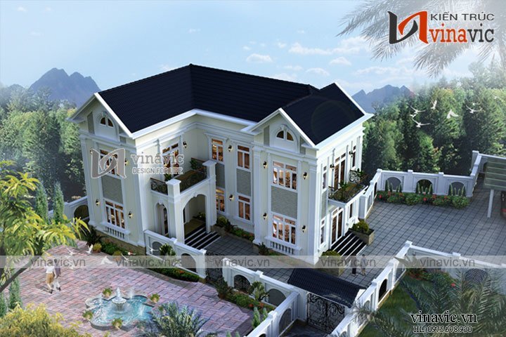 View khác biệt thự 2 tầng phong cách tân cổ điển 