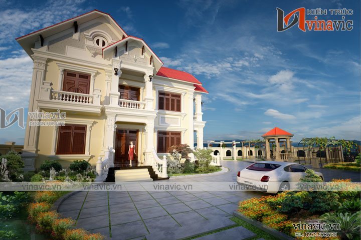 View tổng thể biệt thự 2 tầng kiểu Châu Âu 