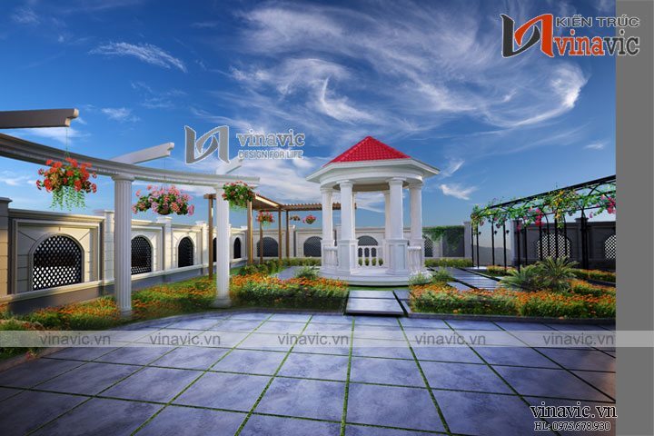 View khác biệt thự 2 tầng kiểu Châu Âu 