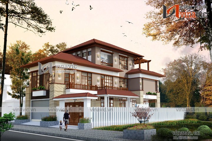 Phối cảnh Biệt thự 3 tầng hiện đại đẹp BT1634