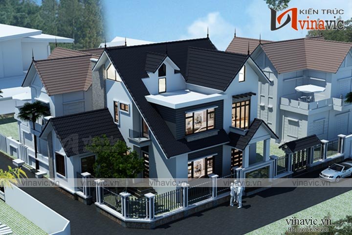 View Biệt thự đẹp 2 tầng mái thái 130m2