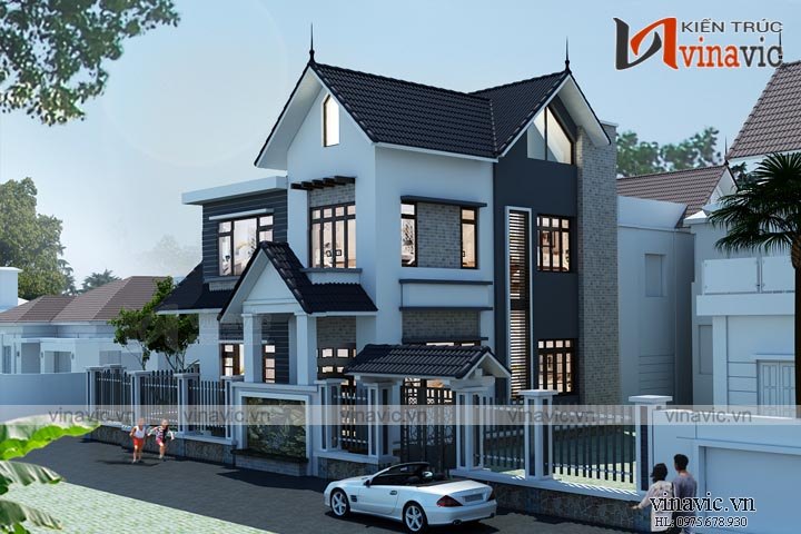 Biệt thự đẹp 2 tầng mái thái