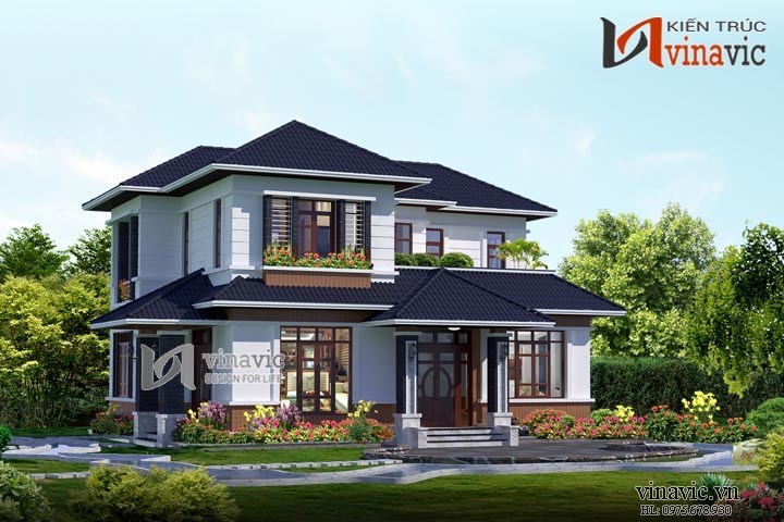 Mặt bằng tầng 1 Bản thiết kế biệt thự 2 tầng 4 phòng ngủ