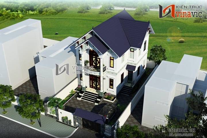 Phối cảnh khác Bản vẽ thiết kế biệt thự đẹp 2 tầng BT1459 