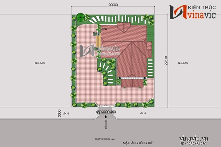 Mặt bằng tổng thể Thiết kế nhà 2 tầng 3 phòng ngủ BT1477 