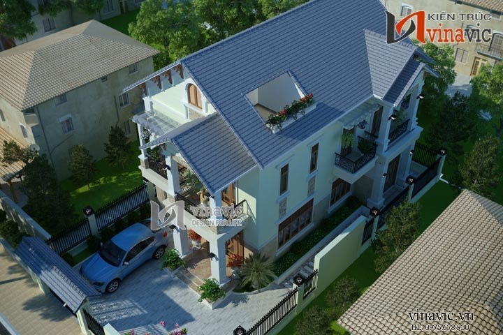 Phối cảnh khác mẫu nhà biệt thự đẹp 2 tầng 