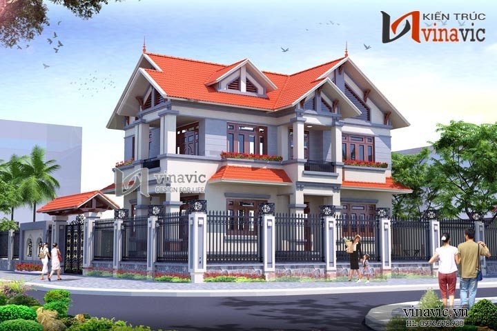 Phối cảnh khác mẫu nhà biệt thự đẹp 2 tầng BT1485