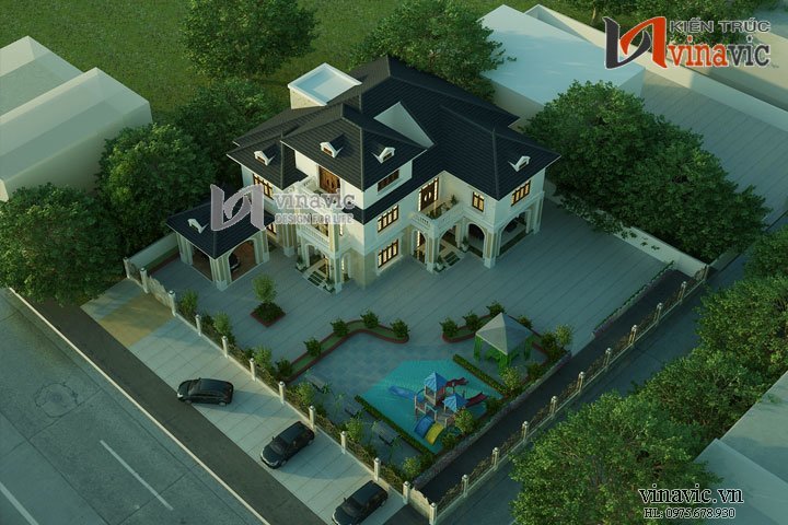 Phối cảnh khác Biệt thự 2 mặt tiền 3 tầng 400m2 thiết kế sang trọng và hiện đại BT1496