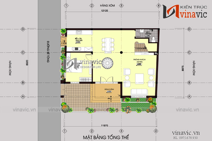 Mặt bằng tổng thể Nhà 3 tầng 100m2 mặt tiền 9m 3 phòng ngủ P.Khách, P.Bếp, P.Thờ BT1506