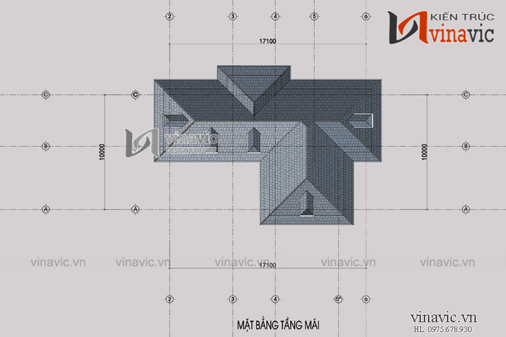  Mặt bằng mái- Biệt thự 200m2 3 tầng hiện đại