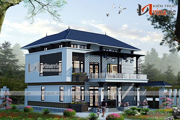 Mẫu nhà 3 tầng mặt tiền 9m thiết kế hiện đại ở Gia Lâm- Hà Nội BT1626