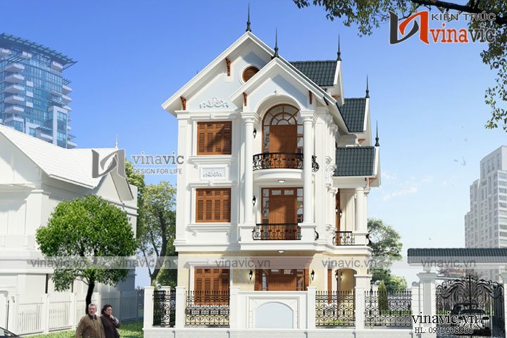 Biệt thự 3 tầng 120m2 thiết kế tân cổ điển ở Phủ Lý- Hà Nam BT1632