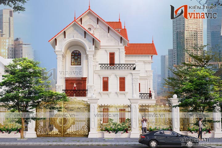 Góc nhìn khác Thiết kế biệt thự 3 tầng 2 mặt tiền 450m2 dự kiến 2.5 tỷ ở Sơn La BT1635