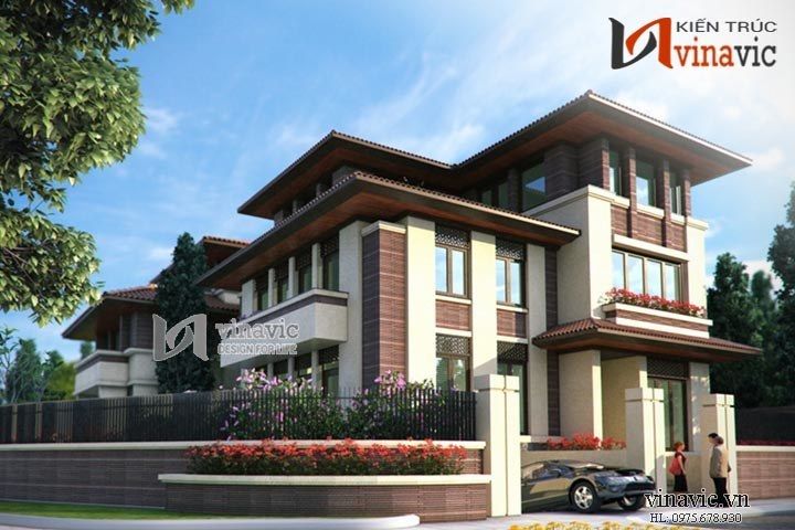 Mẫu thiết kế nhà biệt thự hiện đại 3 tầng đẹp BT1422