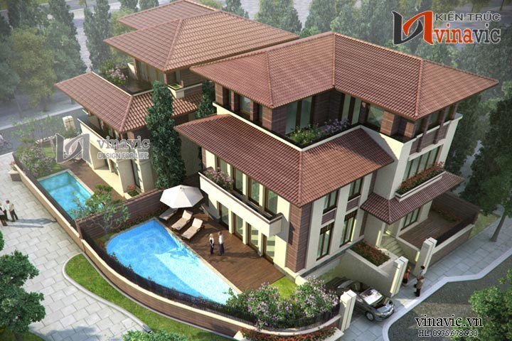 Mẫu thiết kế nhà biệt thự đẹp 3 tầng BT1422