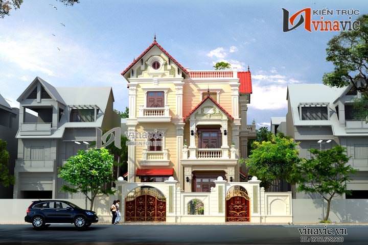 Biệt thự tân cổ điển 3 tầng 150m2 thiết kế tinh tế và sang trọng BT1456