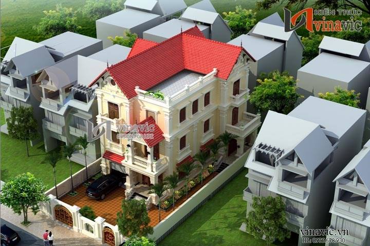 Biệt thự tân cổ điển 3 tầng 150m2 thiết kế tinh tế và sang trọng BT1456