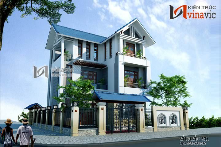 Phối cảnh khác Thiết kế nhà 3 tầng 11x8m 90m2 mặt tiền 11m  phong cách hiện đại BT1457