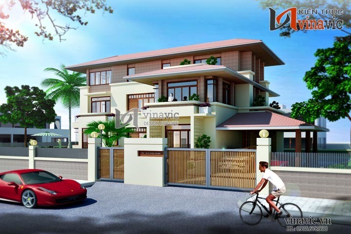 Biệt thự vườn 250m2 3 tầng thiết kế hiện đại ở Hải Phòng BT1473