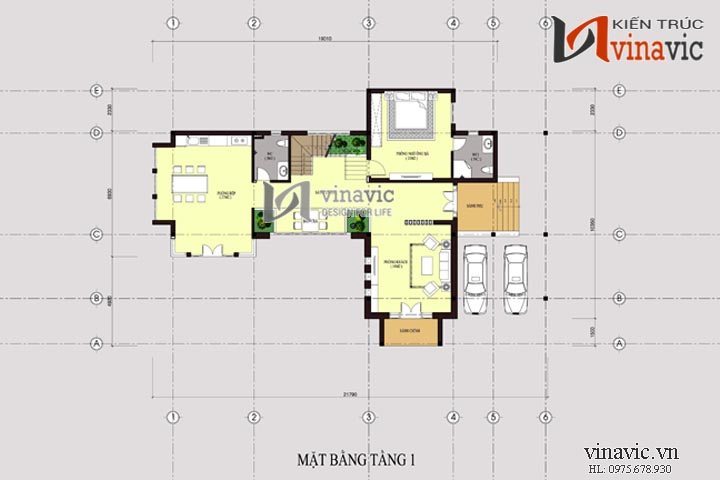 Mặt bằng tầng 1 Biệt thự vườn 250m2 3 tầng thiết kế hiện đại ở Hải Phòng BT1473