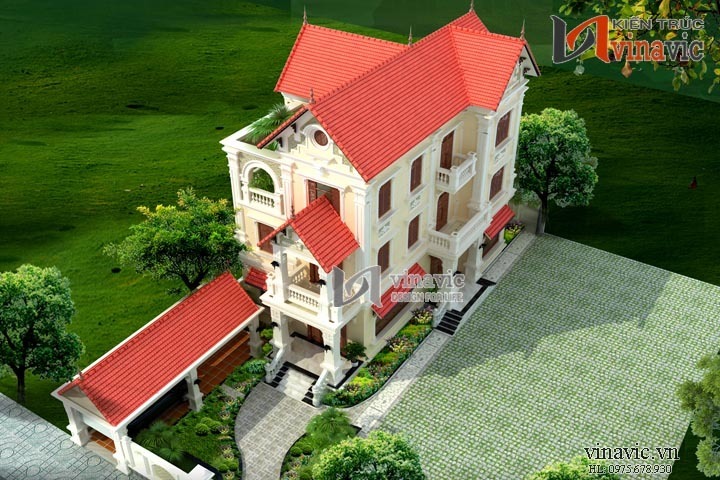 Góc nhìn khác Biệt thự 3 tầng cổ điển BT1475