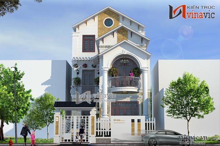 Phối cảnh khác Nhà phố mặt tiền 7m hiện đại 3 tầng thiết kế kiểu tân cổ điển BT1482
