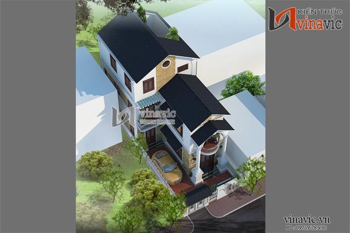 Phối cảnh khác Nhà phố mặt tiền 7m hiện đại 3 tầng thiết kế kiểu tân cổ điển BT1482