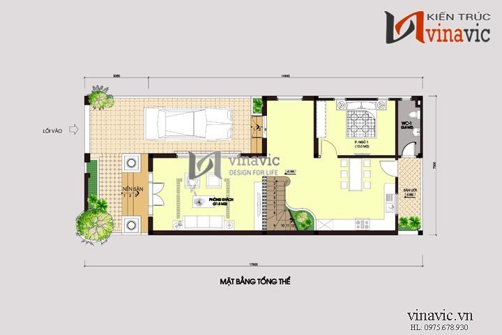 Mặt bằng tổng thể Nhà phố mặt tiền 7m hiện đại 3 tầng thiết kế kiểu tân cổ điển BT1482