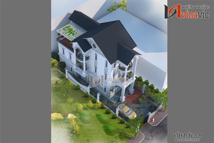 Phối cảnh khác Mẫu nhà đẹp 3 tầng 120m2 4 phòng ngủ mặt tiền rộng 8m BT1483