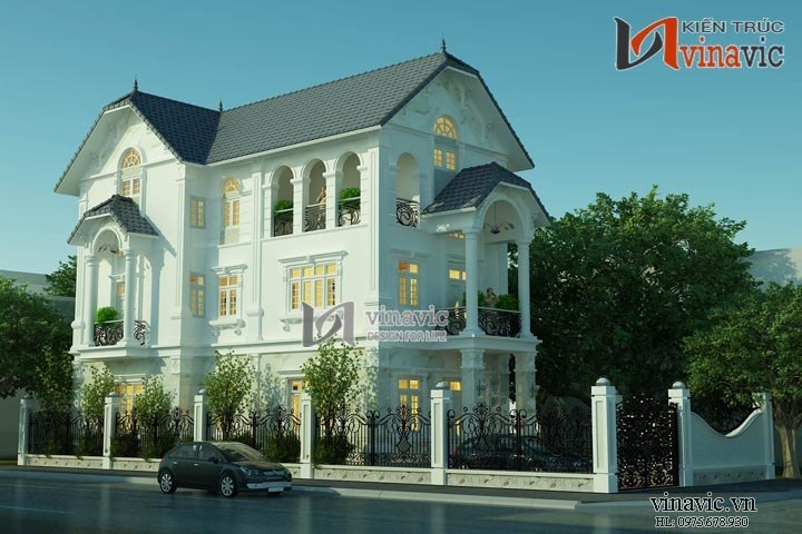 Biệt thự 3 tầng 4 phòng ngủ rộng 200m2 2 mặt tiền 9m BT1495