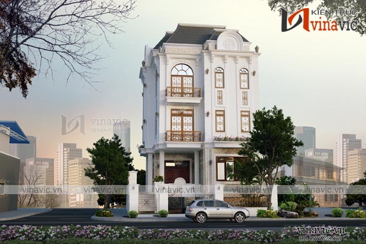 Góc nhìn khác Mẫu nhà biệt thự 4 tầng phong cách tân cổ điển ở Phú Quốc- Kiên Giang BT1641