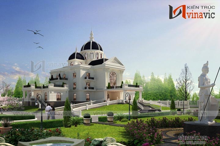 Góc nhìn khác Biệt thự Châu Âu sang trọng lịch lãm kiểu tân cổ điển BT1642