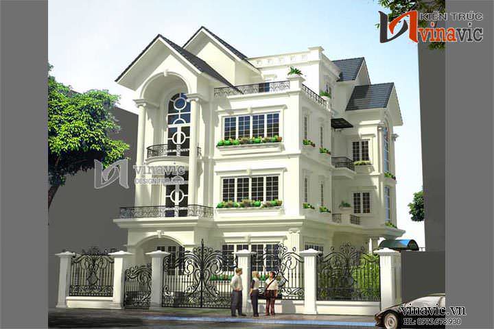 Góc nhìn khác mẫu thiết kế biệt thự đẹp 4 tầng BT1407